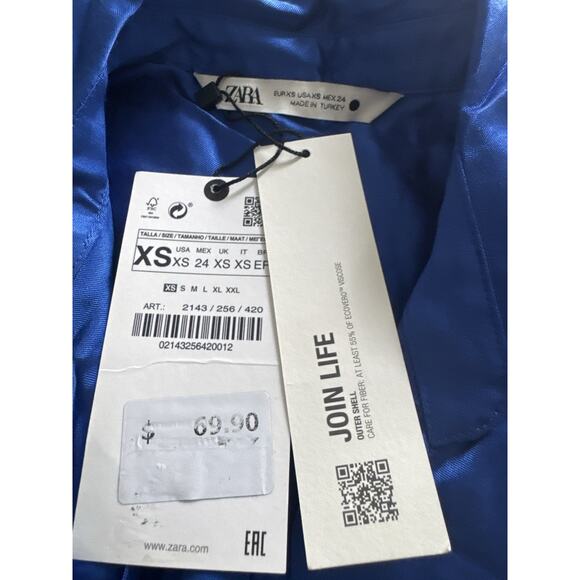 NWT Zara Wrap Dress Royal Blue Satin Women's XS Wedding Guest Cocktail Short - Picture 2 of 12